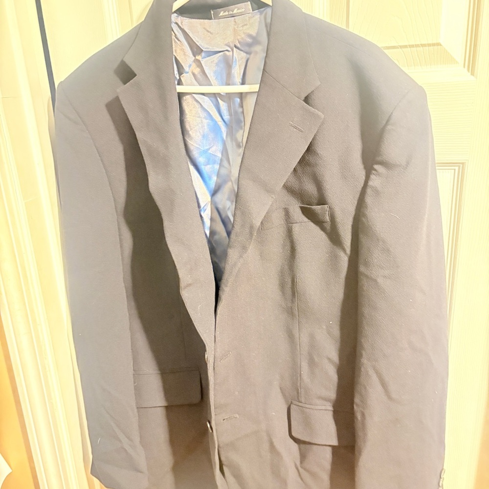 Oscar de la Renta Silver Lined navy blue wool Blazer size 44r